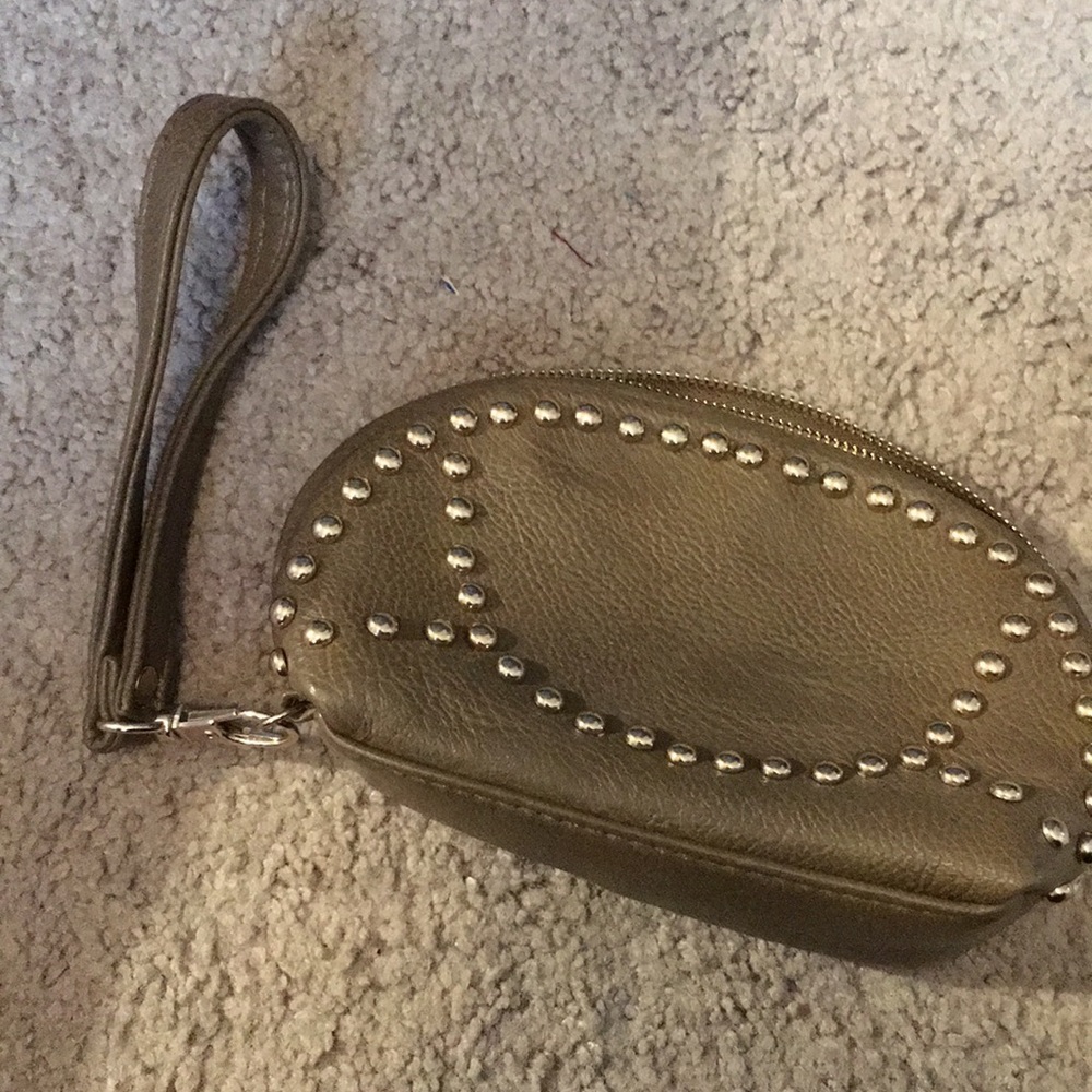 Brown and good studded clutch bag